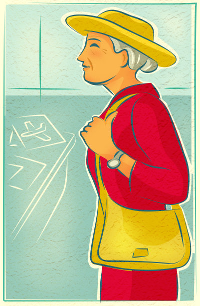 在机场拿着手提包的老妇人图片下载