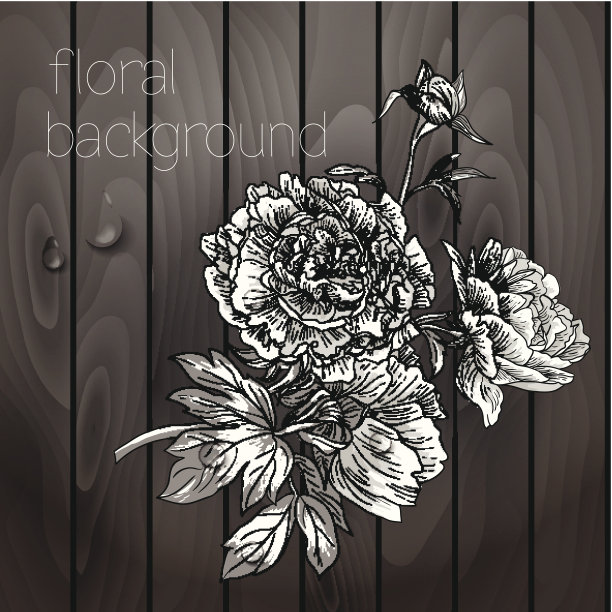 美丽的花朵上的木质纹理。图片下载