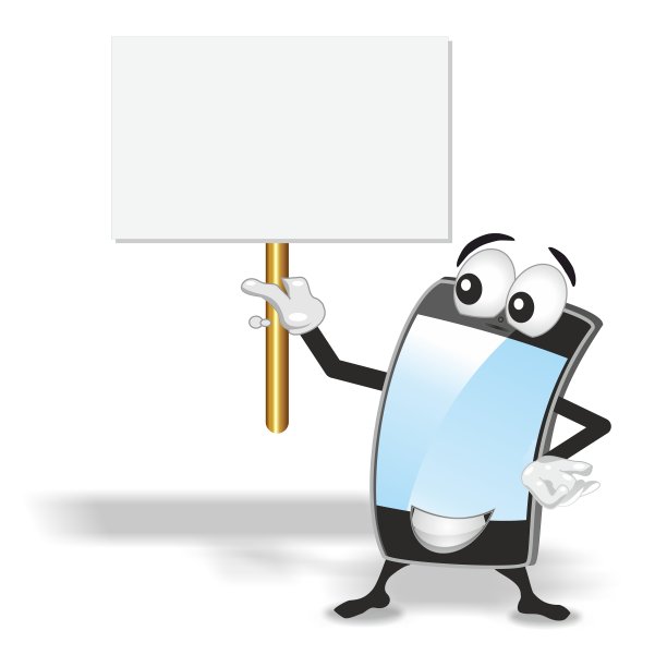智能手机吉祥物空白招牌图片下载