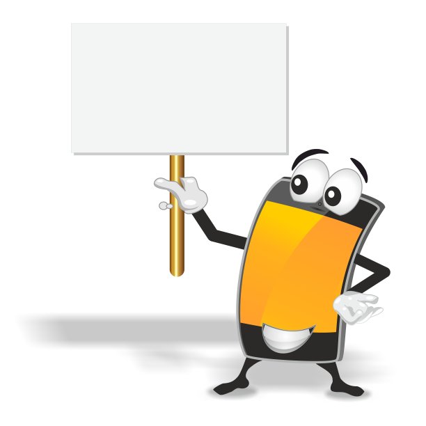 智能手机吉祥物空白招牌图片下载