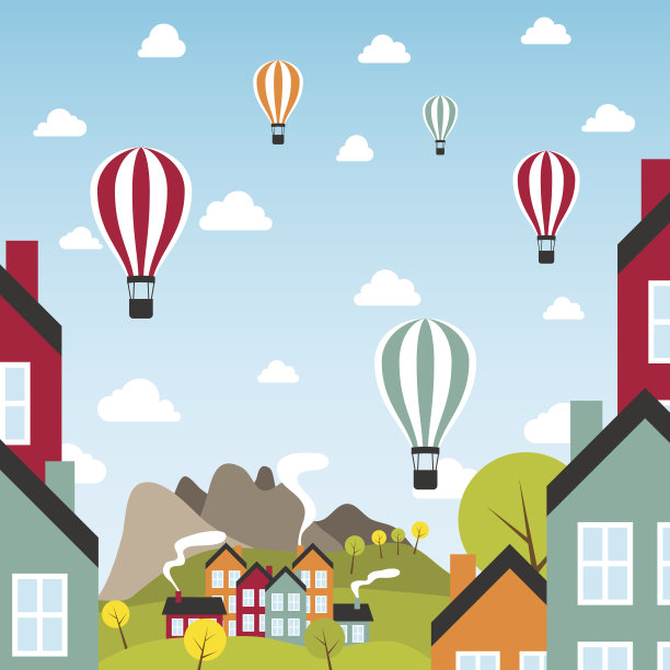 一个有气球的小镇素材图片