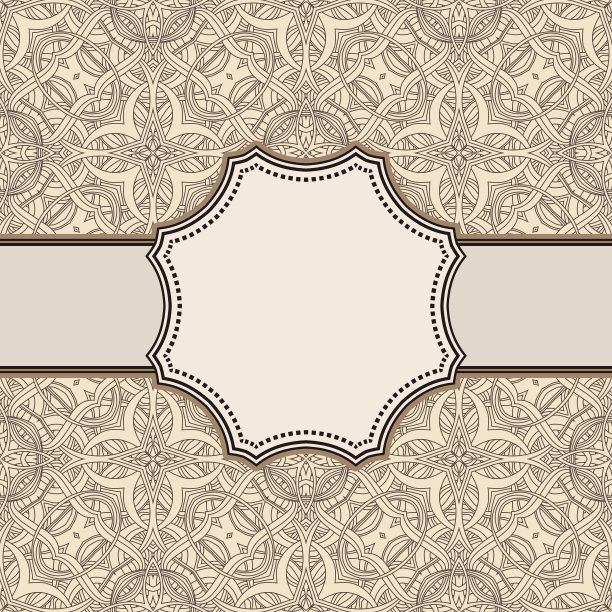 复古向量抽象花框架与文本的地方图片下载