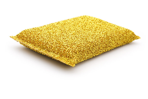 白色背景上的钢羊毛洗碗图片下载