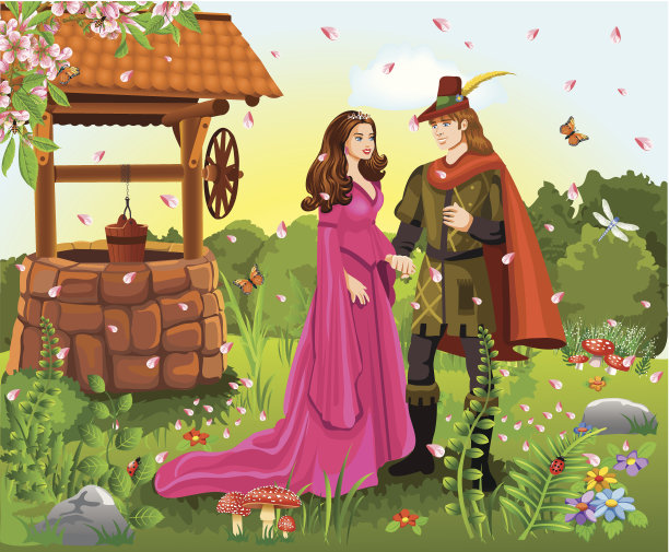 王子和公主在许愿井图片下载