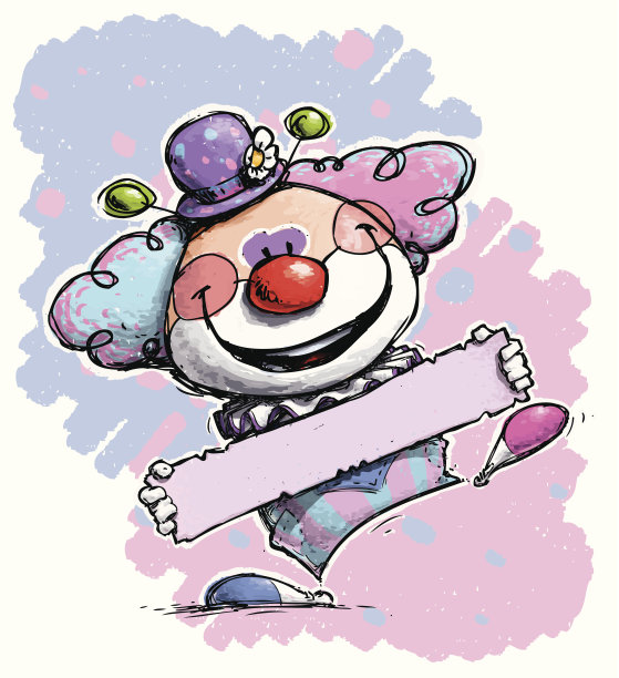 小丑拿着一个标签-婴儿颜色图片下载