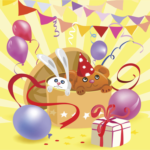 玩具和球的节日盒子素材图片