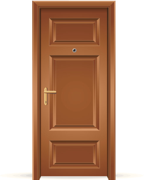 白色背景上的封闭木门素材图片