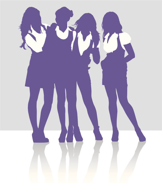 女孩们互相聊天的剪影图片下载