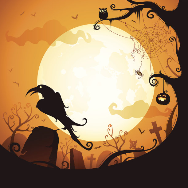 万圣节-乌鸦在墓地图片下载