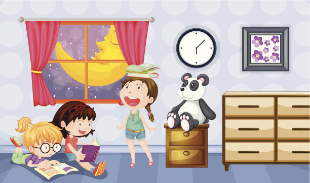 女孩们在房间里看书图片下载