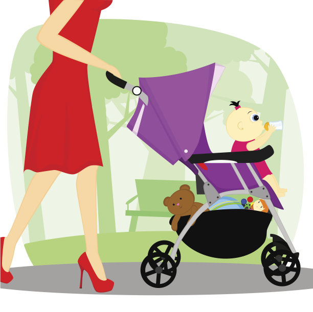 婴儿车里的婴儿图片下载