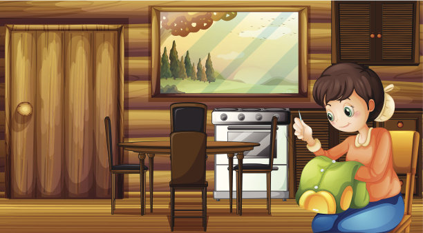 妈妈在缝上衣图片下载