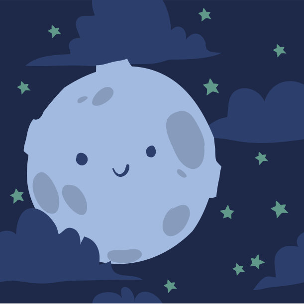 有趣的月亮与小星星无缝背景图案的孩子图片下载