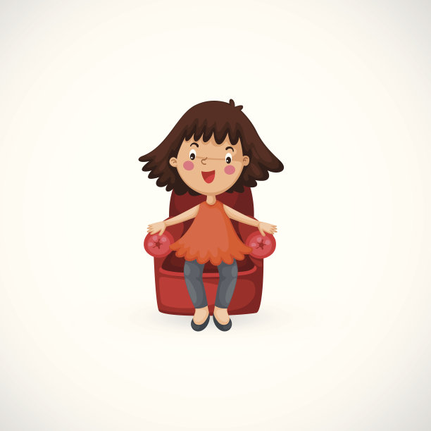 女孩坐椅矢量图片下载