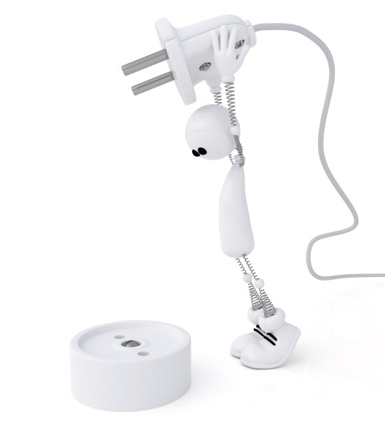 带插头的3D小人。图片下载
