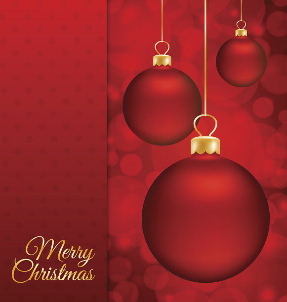 圣诞球和红色抽象背景图片下载