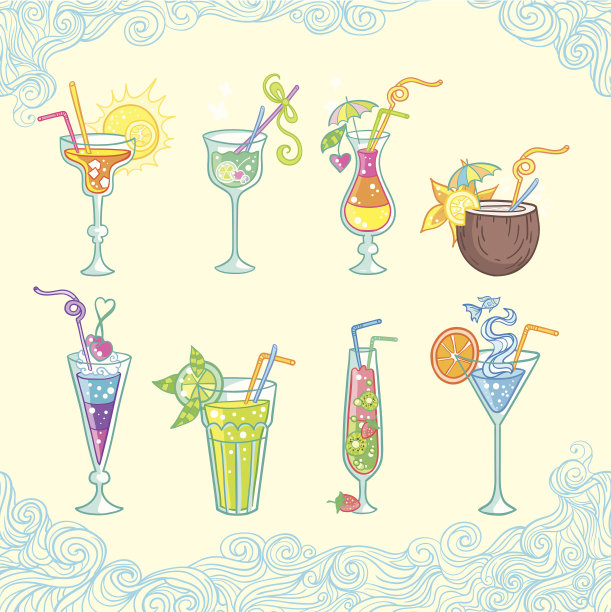夏天海滩鸡尾酒图片下载