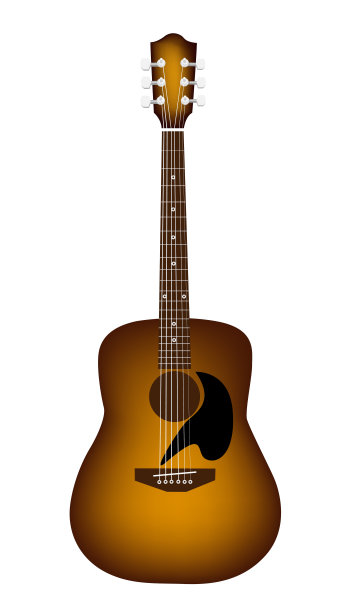 美丽的原声吉他在白色的背景图片下载