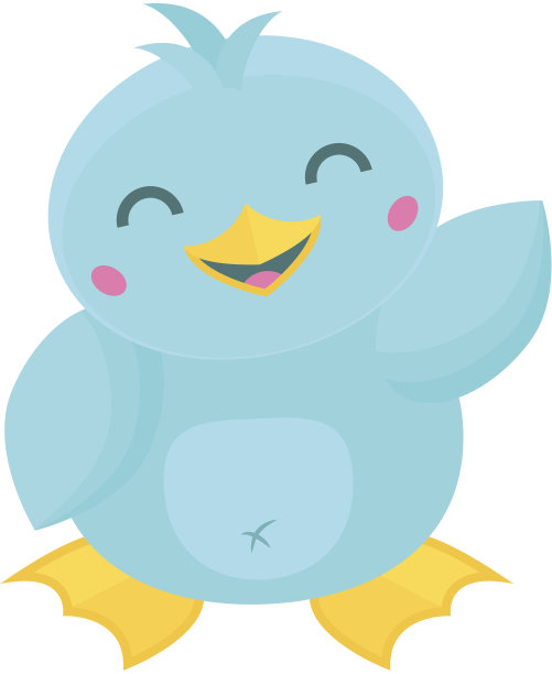 可爱的卡通卡哇伊风格的鸟挥舞图片下载