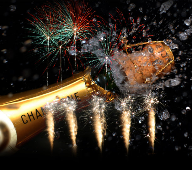 香槟和烟花派对图片下载