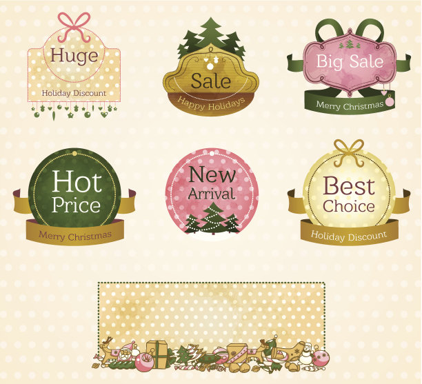 一套复古标签为圣诞节图片下载