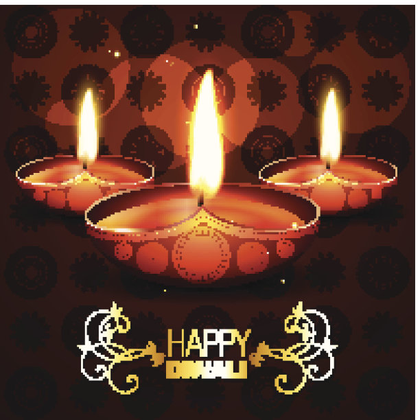 美丽的排灯节背景矢量插图图片下载