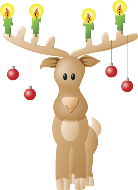 驯鹿，蜡烛和圣诞装饰品图片下载