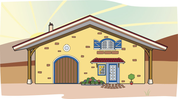 黄色的房子在乡下图片下载