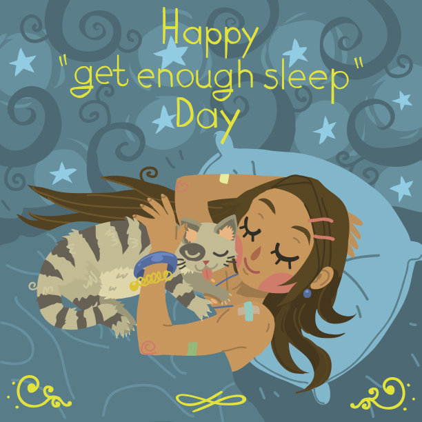 快乐“充足睡眠”日明信片图片下载