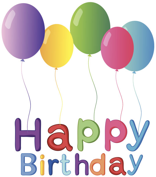 五个气球，上面写着生日祝福图片下载