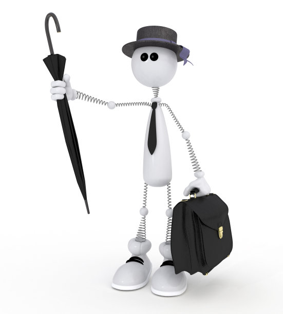 带着作品集的3D白人小个子男人。图片下载