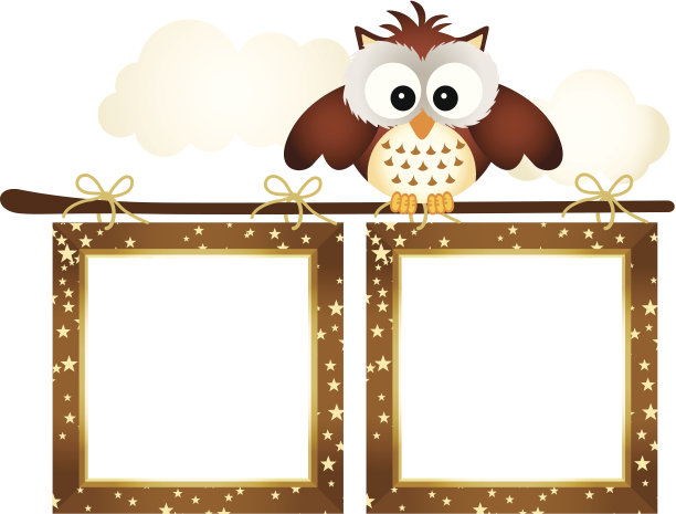 猫头鹰和云的框架图片下载