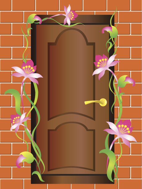 门和鲜花图片下载