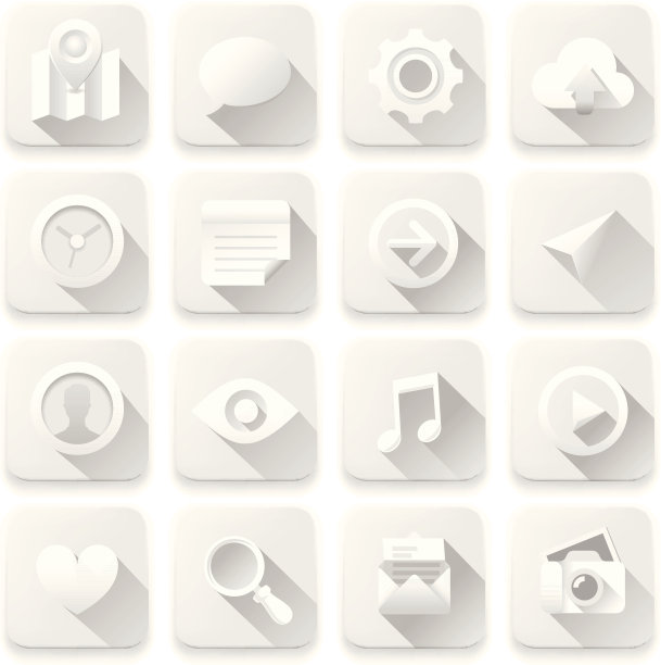 白色平面图标，网页设计元素。图片下载