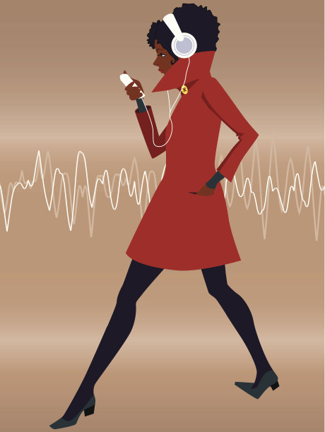 女人戴着耳机听音乐图片下载