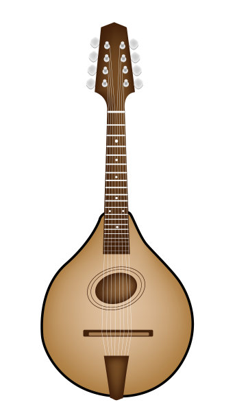 美丽的古董曼陀林在白色的背景图片下载