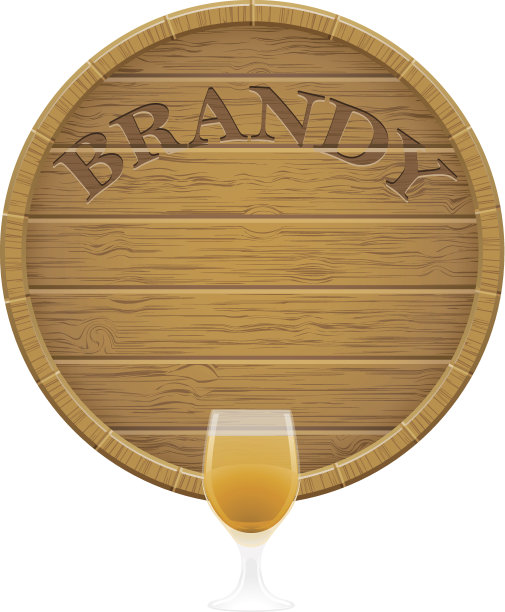 木白兰地桶和玻璃矢量EPS10插图图片下载