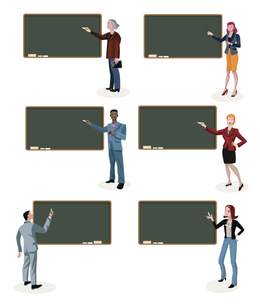 教师和空白黑板图片下载