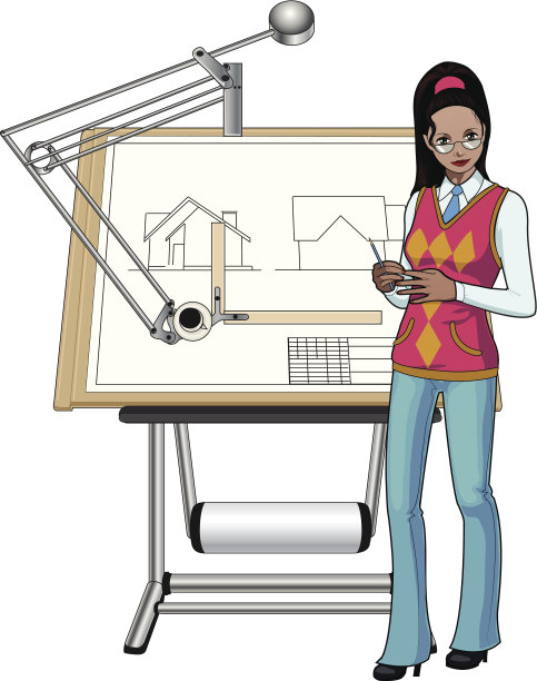 女建筑师和她的蓝图图片下载