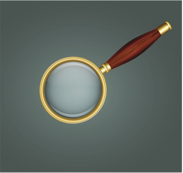 矢量图标放大镜与木制把手图片下载