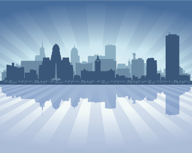 布法罗纽约蓝色城市轮廓线图片下载