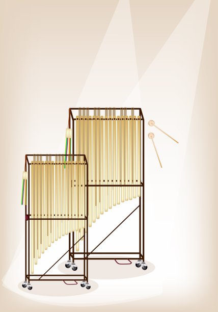 音乐管钟在棕色的舞台背景图片下载