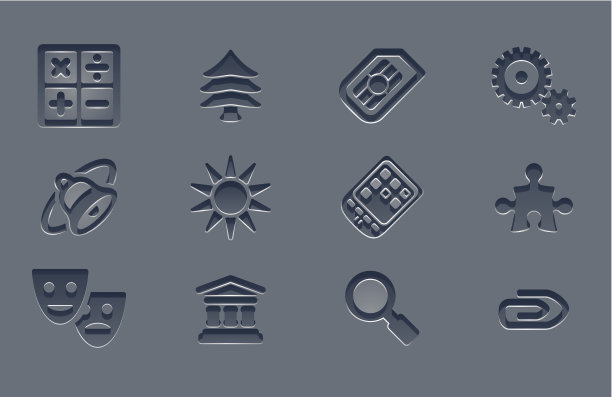 浮雕灰色的应用程序图标设置图片下载