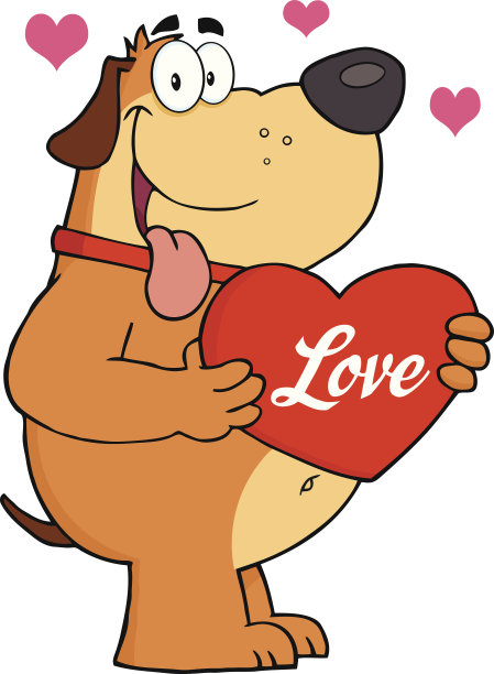 胖狗用文字举着一颗心图片下载