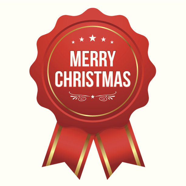 红色金色圣诞快乐徽章图片下载
