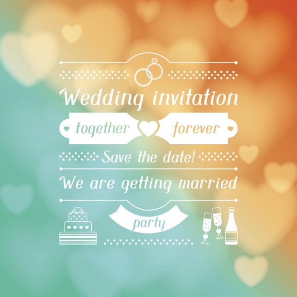 模糊彩灯的婚礼请柬图片下载