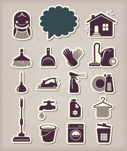 清洁图标剪纸风格图片下载