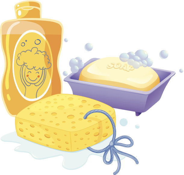 海绵、肥皂和洗发精图片下载