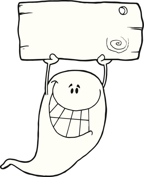 黑白鬼魂举着空白的牌子图片下载