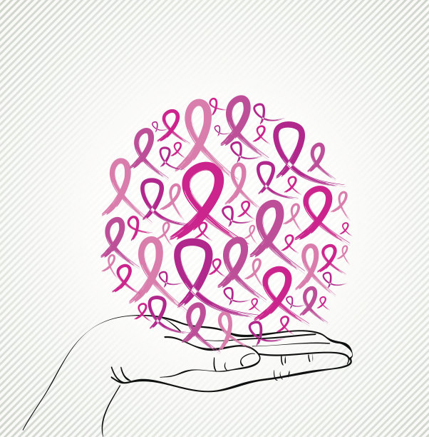 女人手挽乳癌意识丝带圈图片下载